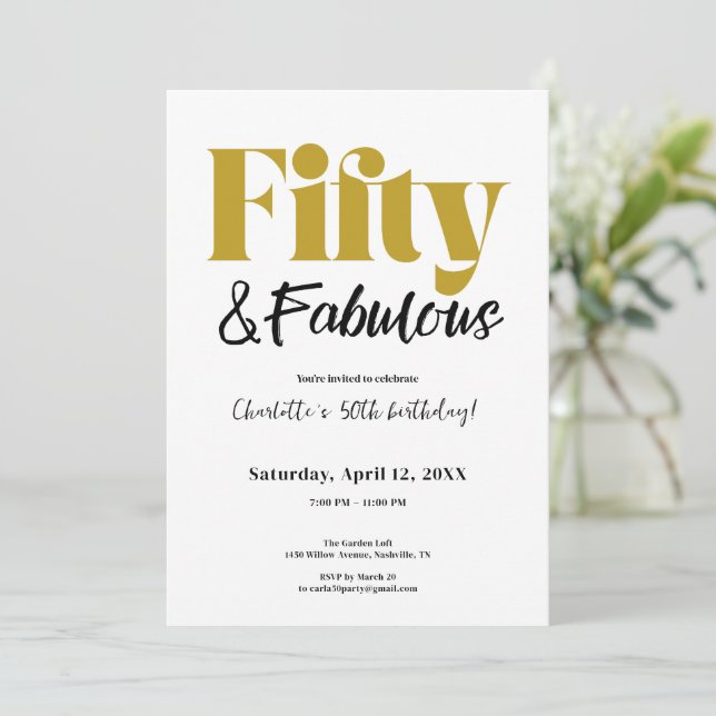 Invitación Fifty & Fabulous 50th Birthday Invitation (Anverso de pie)