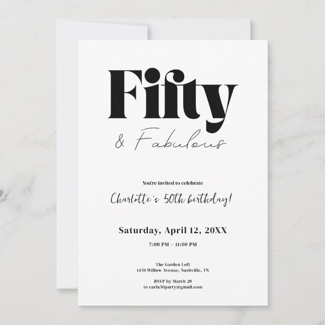 Invitación Fifty & Fabulous 50th Birthday Invitation (Anverso)