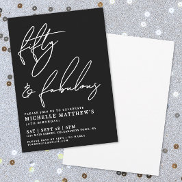Invitación Fifty Fabulous Black 50th Birthday Party