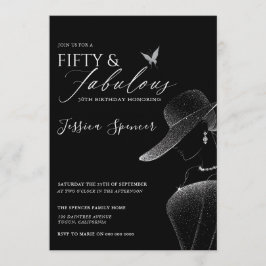 Invitación Fifty & Fabulous Black Glam 50th Birthday