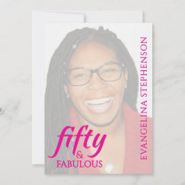 Invitación Fifty Fabulous Fiftieth 50th Birthday Pink Photo