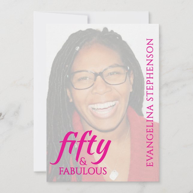 Invitación Fifty Fabulous Fiftieth 50th Birthday Pink Photo (Anverso)