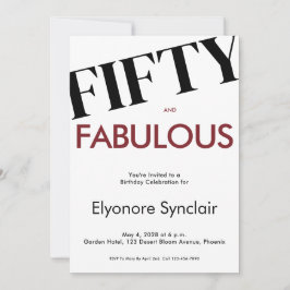 Invitación Fifty & Fabulous Modern Cherry Wine 50th Birthday