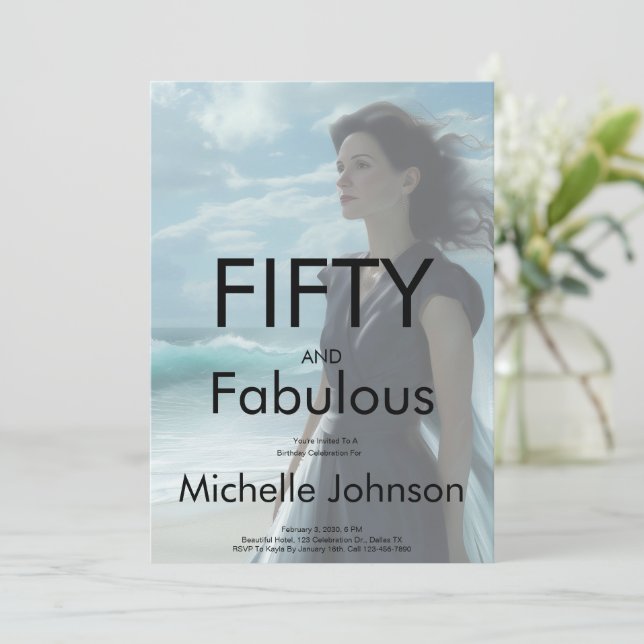 Invitación Fifty & Fabulous Photo 50th Birthday Party (Anverso de pie)