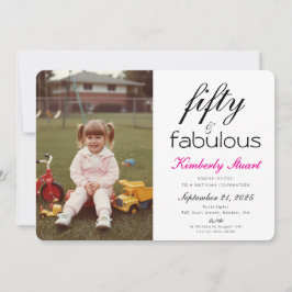 Invitación Fifty & Fabulous Photo 50th Script Birthday Party