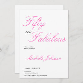 Invitación Fifty & Fabulous Pink 50th Birthday Party