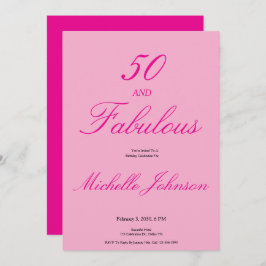 Invitación Fifty & Fabulous Pink 50th Birthday Party