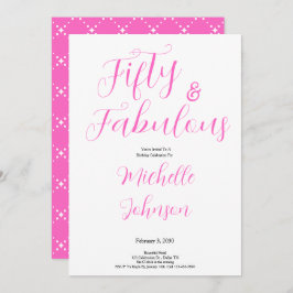 Invitación Fifty & Fabulous Pink Black 50th Birthday Party