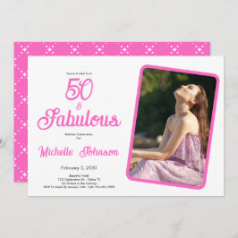 Invitación Fifty & Fabulous Pink Black 50th Birthday Party