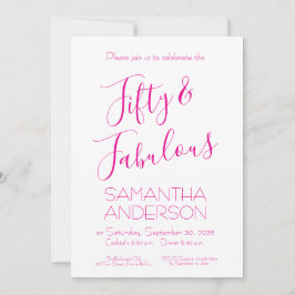 Invitación Fifty Fabulous Script Pink 50th Birthday Party 