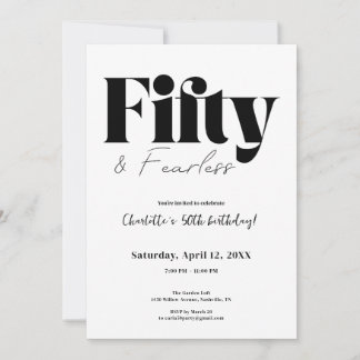 Invitación Fifty & Fearless 50th Birthday Invitation