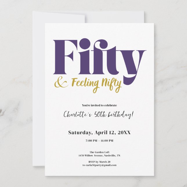 Invitación Fifty & Feeling Nifty 50th Birthday Invitation (Anverso)