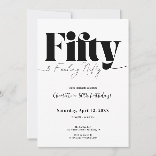 Invitación Fifty & Feeling Nifty 50th Birthday Invitation (Anverso)