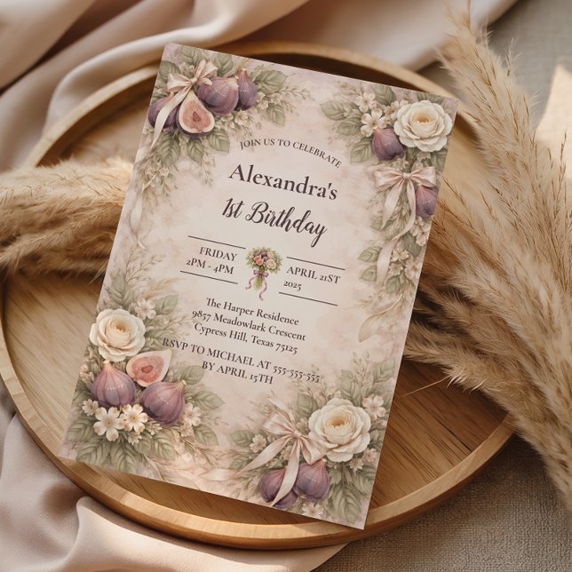 Invitación Fig Garden Vintage 1er Cumpleaños (Subido por el creador)