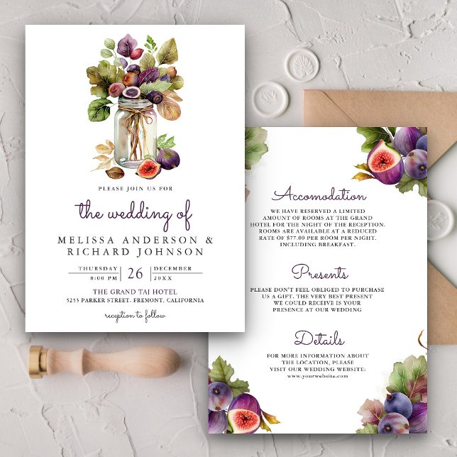 Invitación Fig morada rusa Mason Jar todo en un Boda (Subido por el creador)