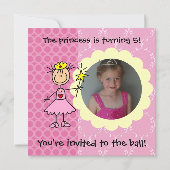 Invitación Figura de encargo princesa Invitation del palillo (Anverso)