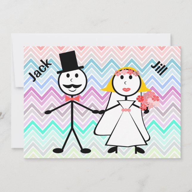 Invitación Figura de palo Chevron Jack and Jill Wedding Showe (Anverso)