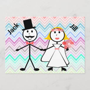 Invitación Figura de palo Chevron Jack and Jill Wedding Showe
