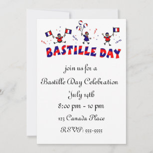 Invitación Figura de palo de día de la Bastilla con bandera f