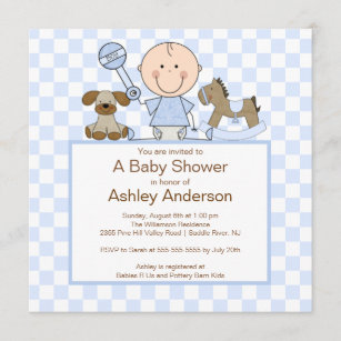 Invitación Figura linda muchacho Baby Shower del palillo