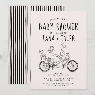 Invitación Figuras de palitos en bicicleta tándem con asiento