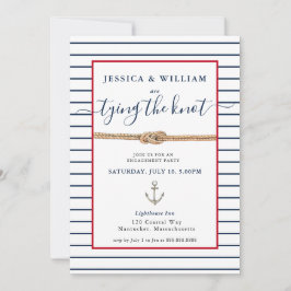 Invitación Fijando el nudo de la fiesta de compromiso náutico