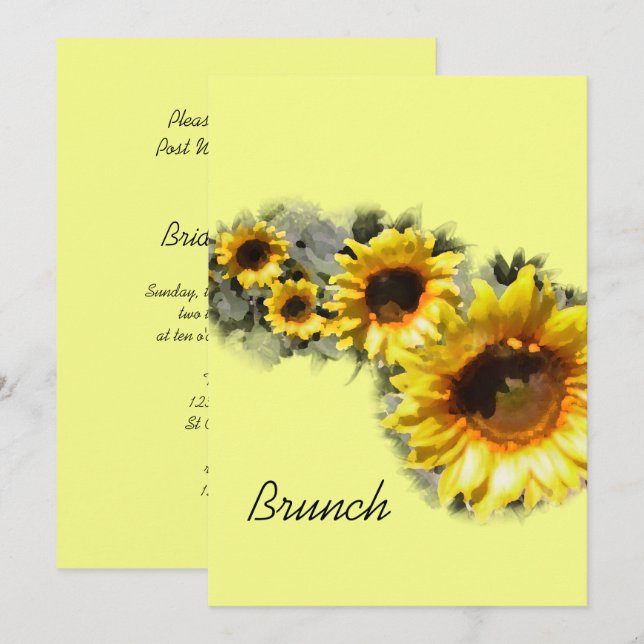Invitación Fila de Girasoles Desayuno Brunch Post Boda de Jar (Anverso / Reverso)