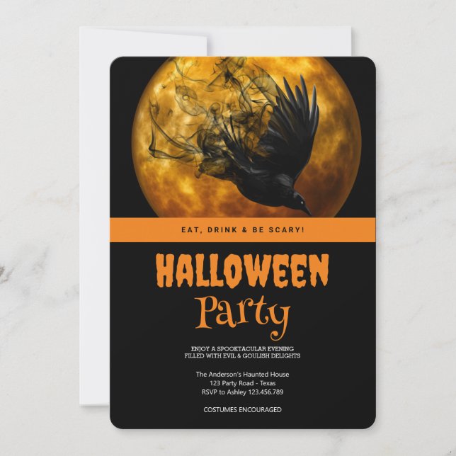 Invitación Fila gótica de Halloween (Anverso)
