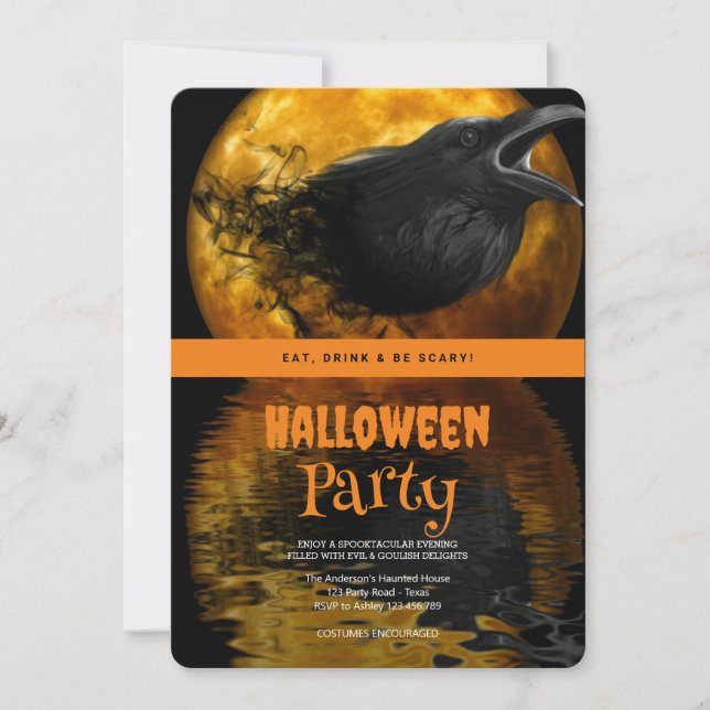 Invitación Fila gótica de Halloween (Anverso)