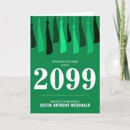 Invitación Fila verde de graduación fotográfica de Taselas