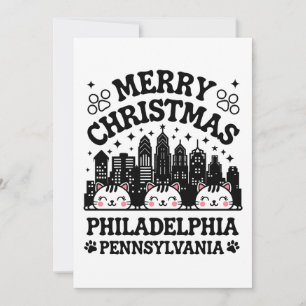 Invitación Filadelfia City Pennsylvania Feliz Gato de Navidad