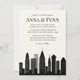 Invitación Filadelfia Pennsylvania City Skyline Boda Inv