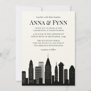 Invitación Filadelfia Pennsylvania City Skyline Boda Inv