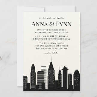 Invitación Filadelfia Pennsylvania City Skyline Boda Inv