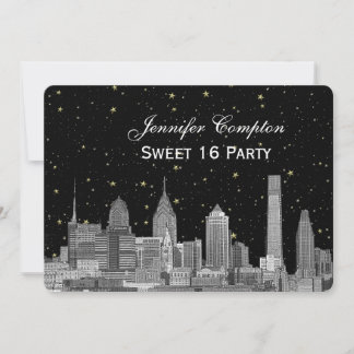 Invitación Filadelfia Silueta Etch Estrellado DIY BG Dulces 1