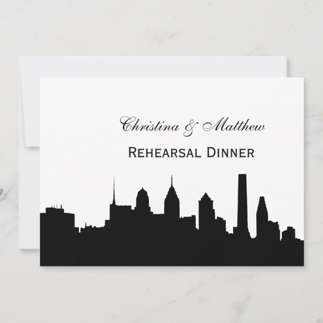 Invitación Filadelfia Skyline Silhouette Ensayo Din (Reverso)