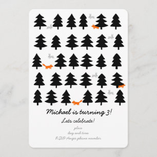 Invitación filas de bosque salvaje sobre fondo blanco