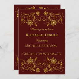 Invitación Filigree dorada amarilla en cena de ensayo en Borg