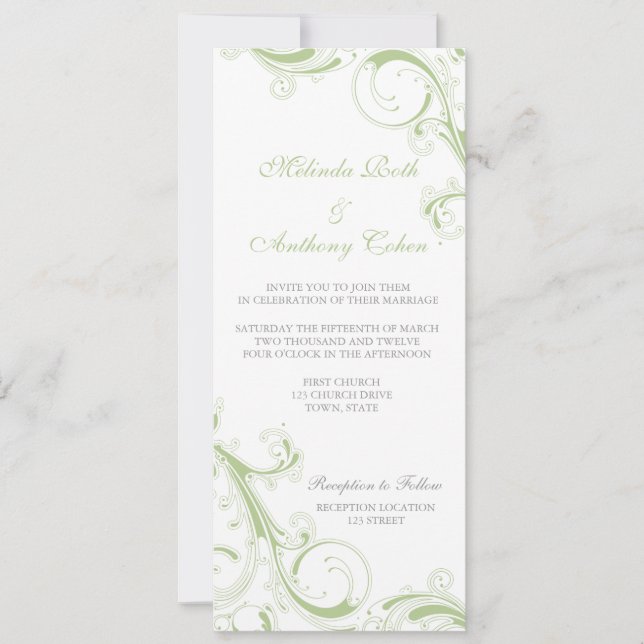 Invitación Filigree Swirl Greenery (Anverso)