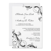 Filigree Swirl Negro con blanco 5x7 Boda