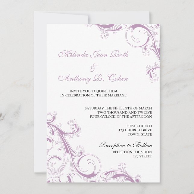 Invitación Filigree Swirl Violet (Anverso)