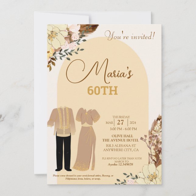 Invitación filipina a cumpleaños por tema de filip (Anverso)