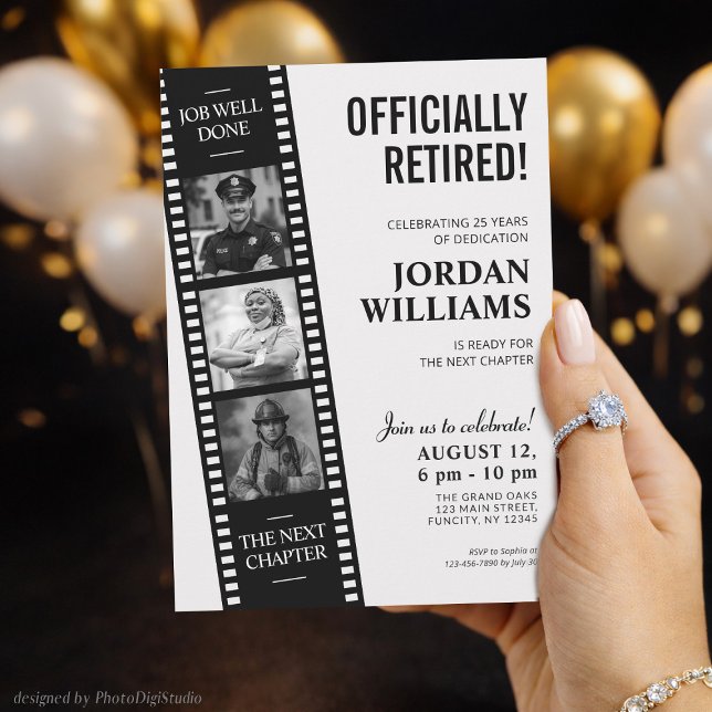 Invitación Film Strip Invite, Hollywood Custom Retirement (Film Strip Invite, Hollywood Custom Retirement Invitation)