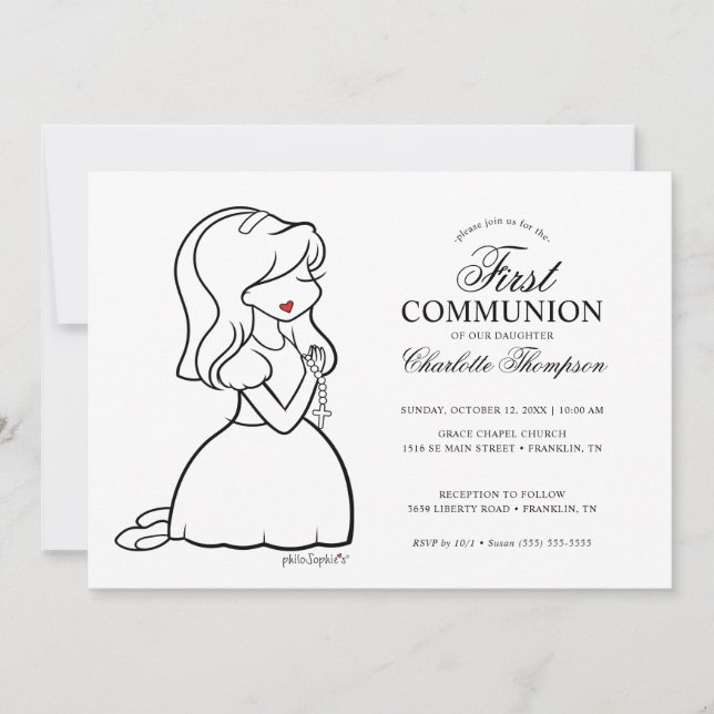 Invitación Filosofía Primera Comunión - Chica (Anverso)