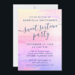 Invitación Filtro de atardecer de playa Verano tropical 16 cu<br><div class="desc">Impresionante filtro de color amarillo, rosa y púrpura en una foto de fondo de playa temática de verano dulce invitación a los 16 años. Se puede cambiar la redacción para que funcione con cualquier edad, cumpleaños o celebración, y hay espacio en la parte posterior para información opcional sobre atuendos, direcciones...</div>
