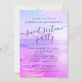Invitación Filtro rosa de playa Tropical Verano 16 cumpleaños