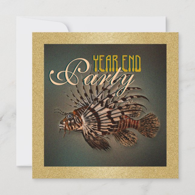 Invitación "fin de año" pescado marino elegante (Anverso)