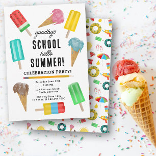 Invitación Fin de la escuela adiós Hola Crema de Hielo Fiesta