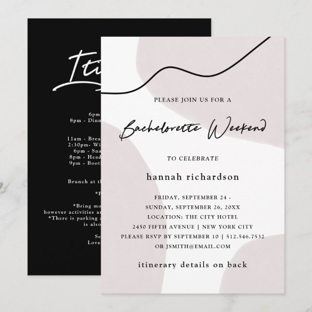 Invitación Fin de semana abstracto de Bachelorette de la (Anverso / Reverso)