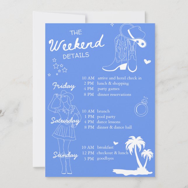 Invitación Fin de semana de Bachelorette Coastnier (Reverso)